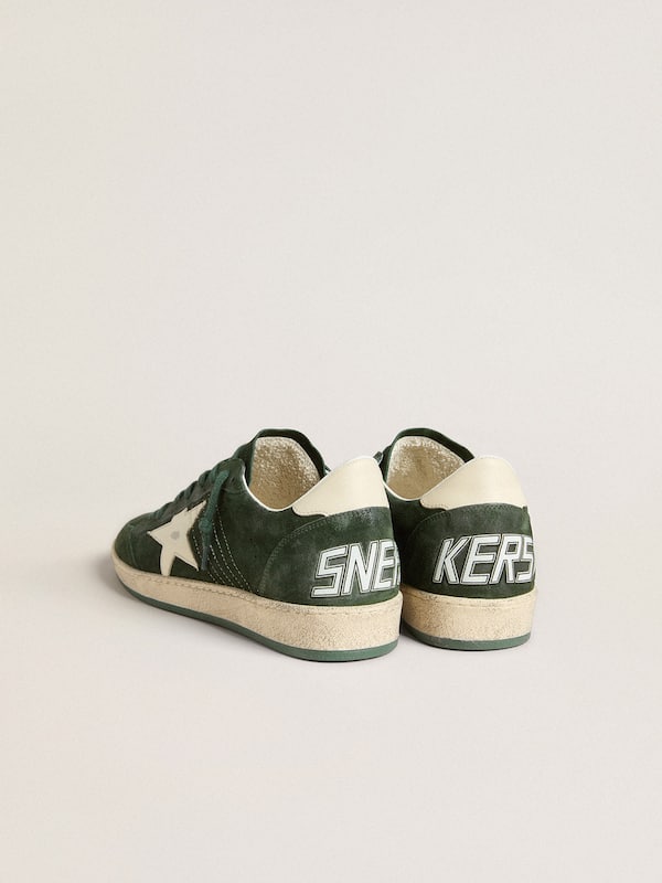 Golden Goose - Men's Ball Star in green suede with white leather star and heel tab in 