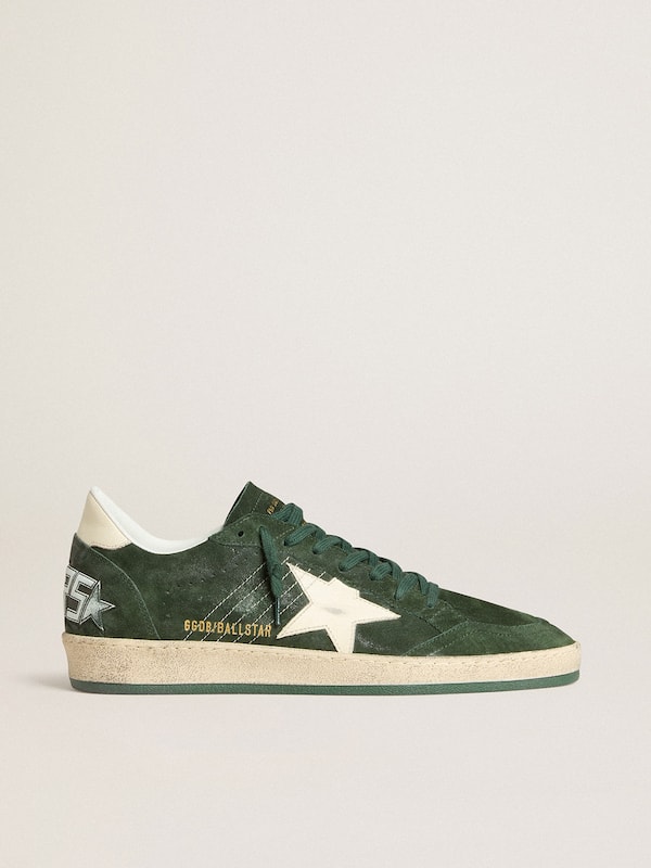 Golden Goose - Men's Ball Star in green suede with white leather star and heel tab in 