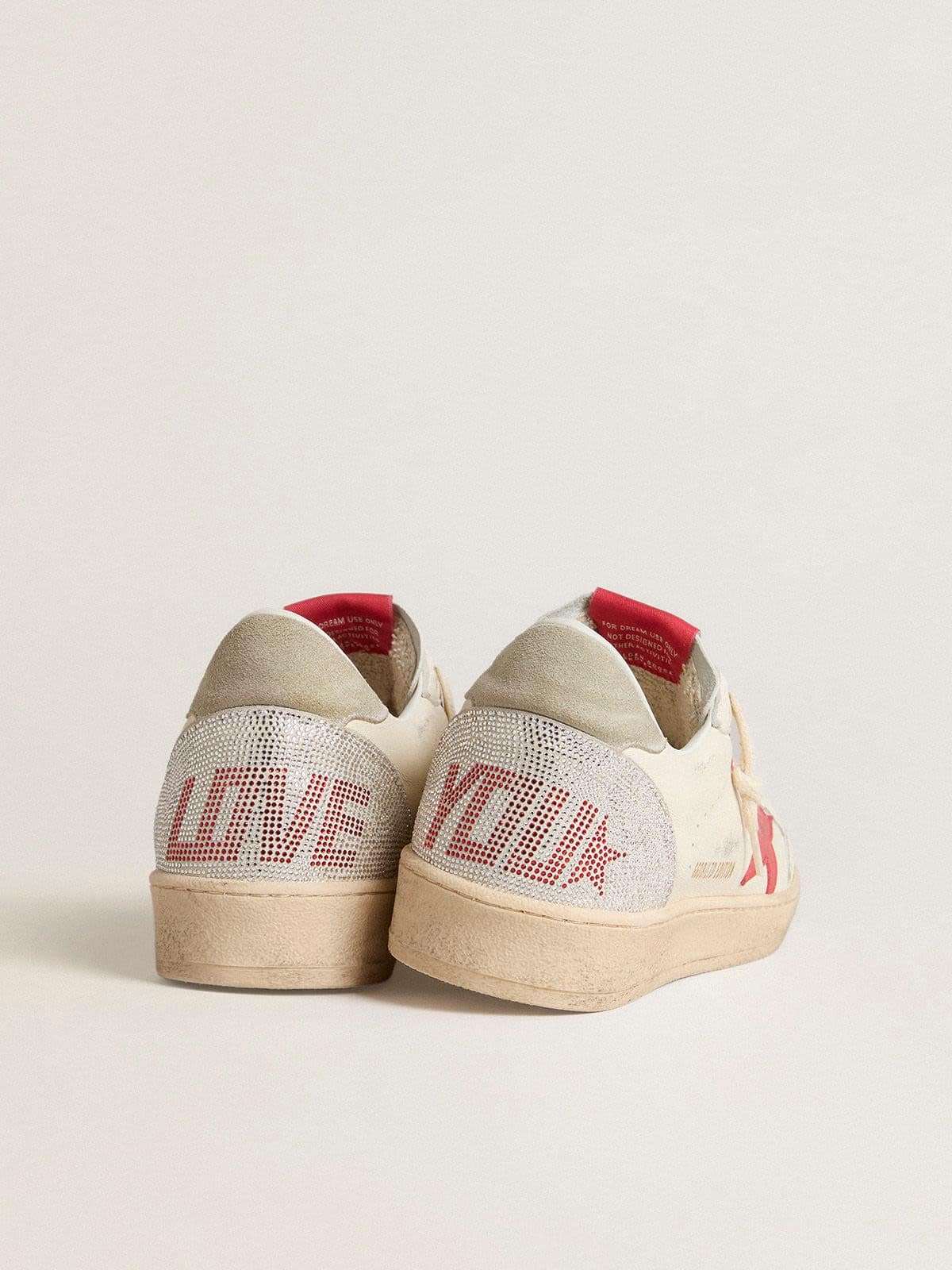 Golden Goose - Ball Star Uomo San Valentino con stella in pelle rossa e scritta rossa Swarovski in 