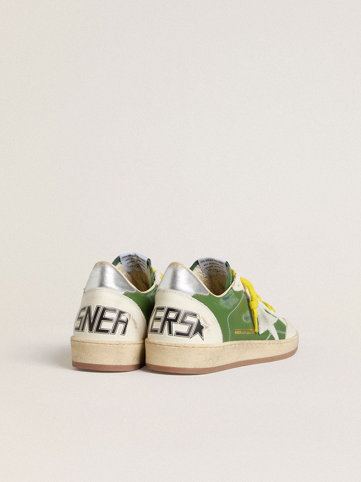 Golden Goose - Ball Star LTD in green nappa leather with white suede star and metallic silver leather heel tab in 