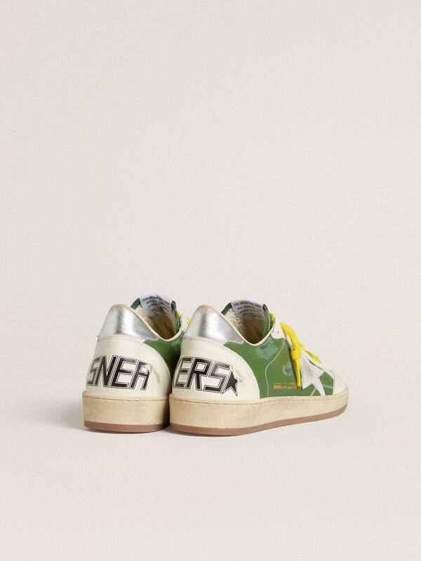 Golden Goose - Ball Star LTD in green nappa leather with white suede star and metallic silver leather heel tab in 