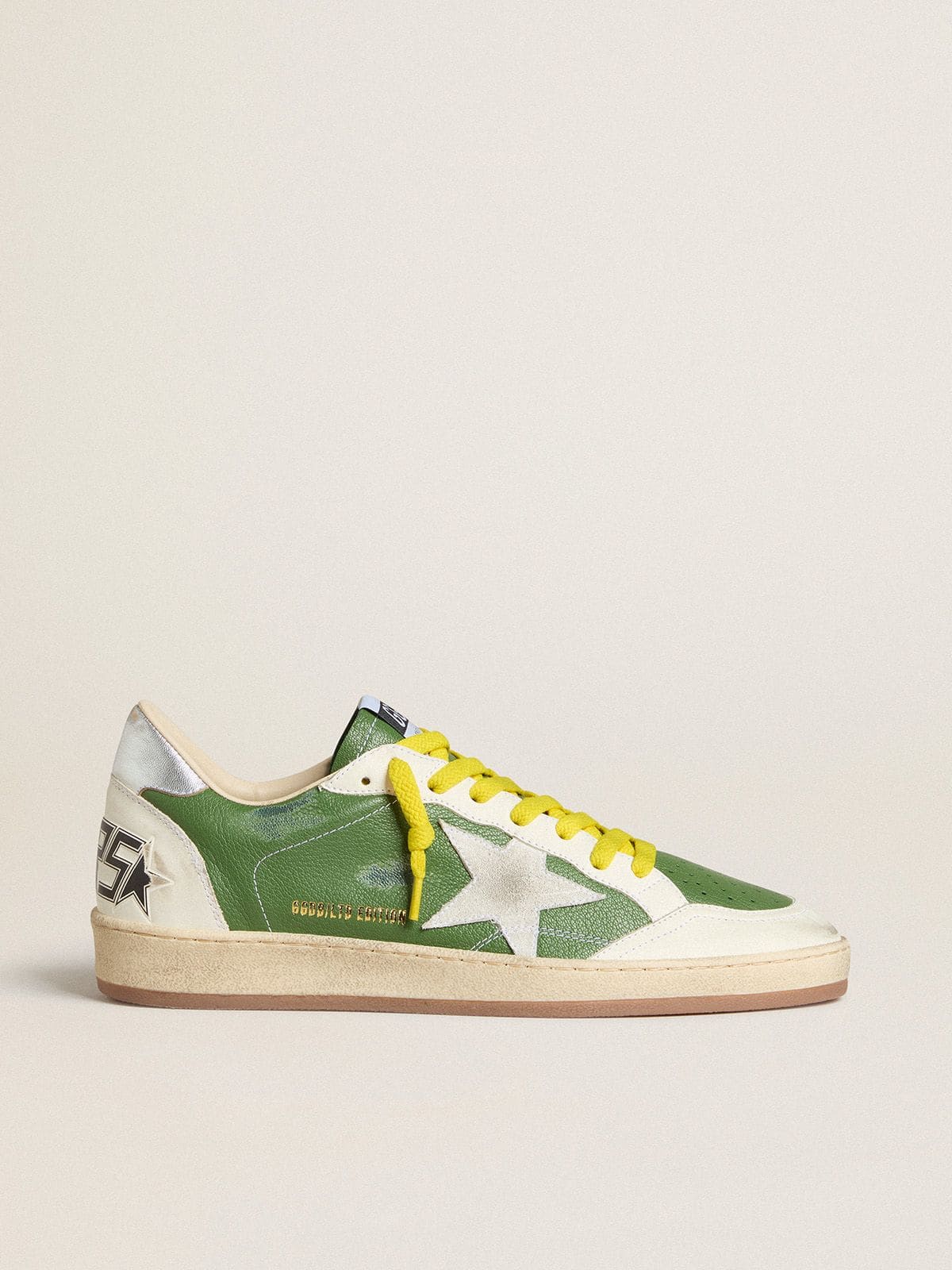 Golden Goose - Ball Star LTD in green nappa leather with white suede star and metallic silver leather heel tab in 