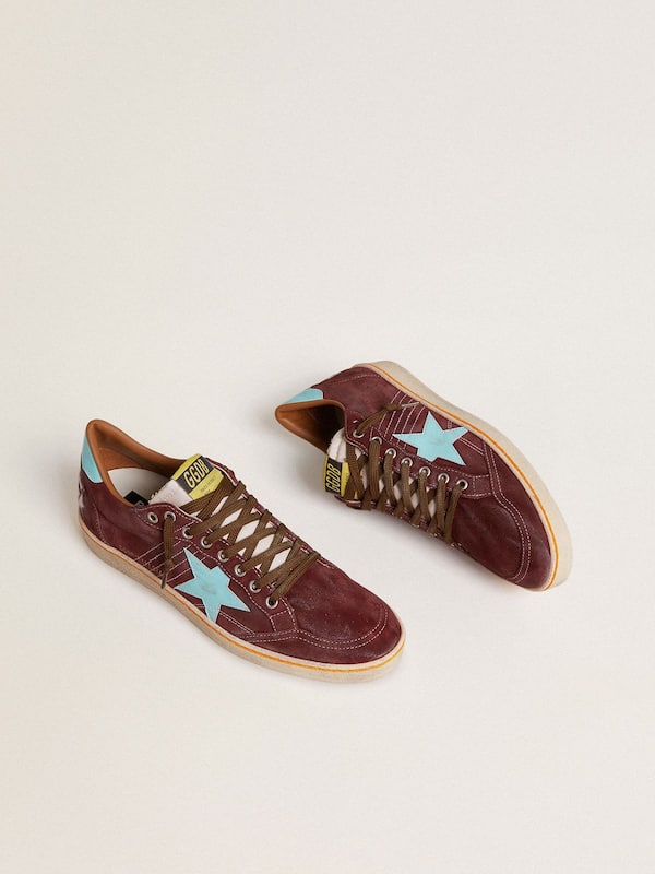 Golden Goose - Men’s Ball Star in dark red suede with light blue star and heel tab in 