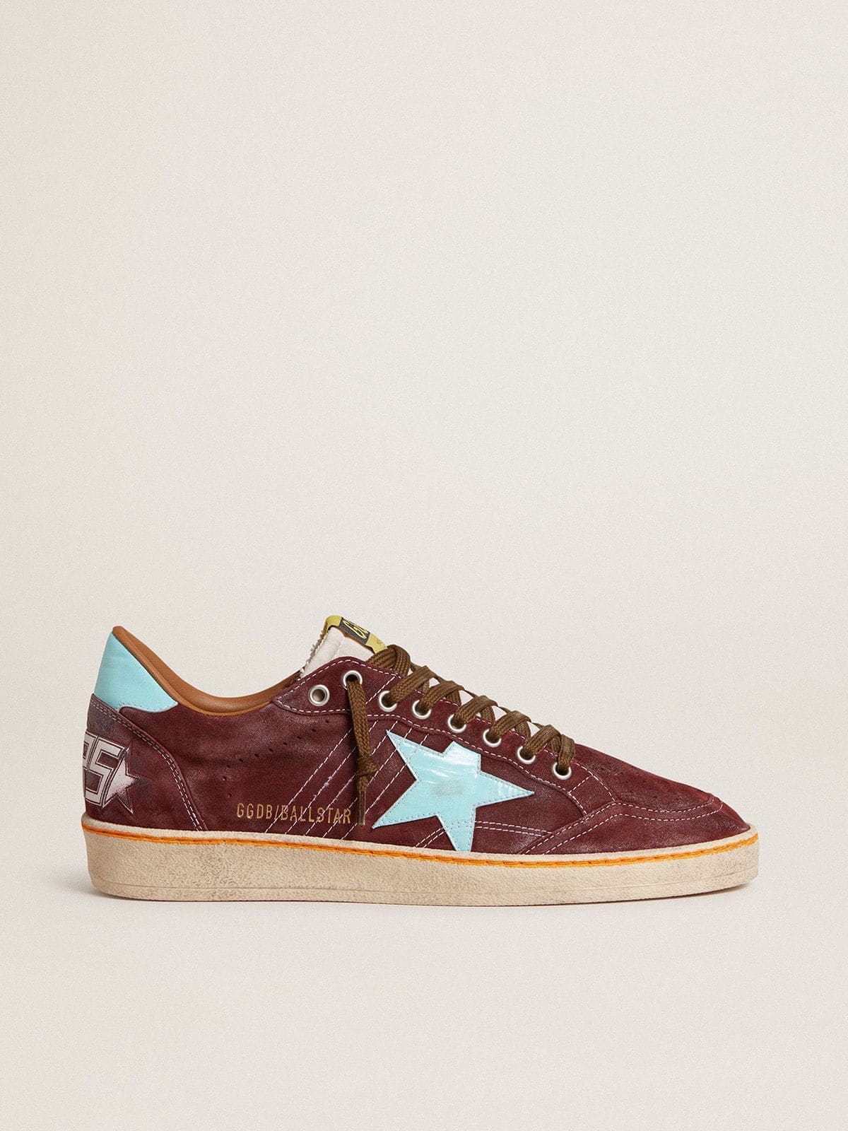 Golden Goose - Men’s Ball Star in dark red suede with light blue star and heel tab in 