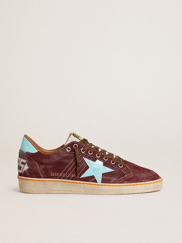 Golden Goose - Men’s Ball Star in dark red suede with light blue star and heel tab in 