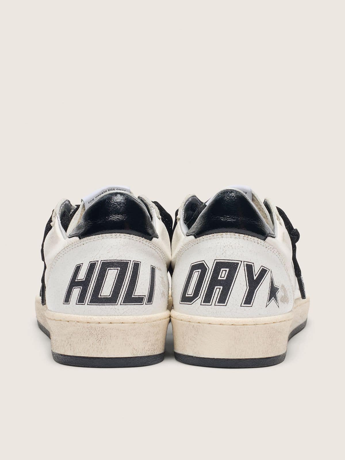 Golden Goose Ball Star Wishes Uomo in nappa con stella e talloncino in naplak nero Ball Star white man