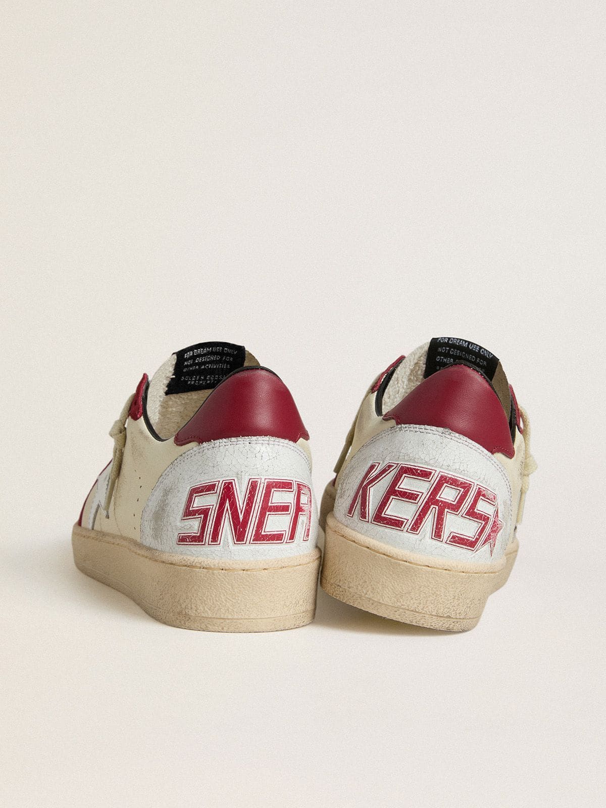 Golden Goose - Men&rsquo;s Ball Star LTD in cream nappa with white leather star and red suede inserts in 