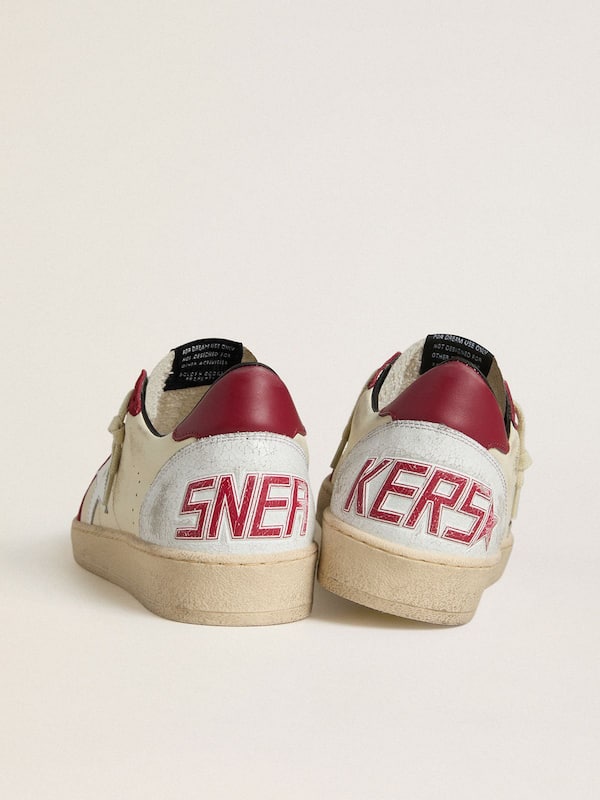 Golden Goose - Men&rsquo;s Ball Star LTD in cream nappa with white leather star and red suede inserts in 