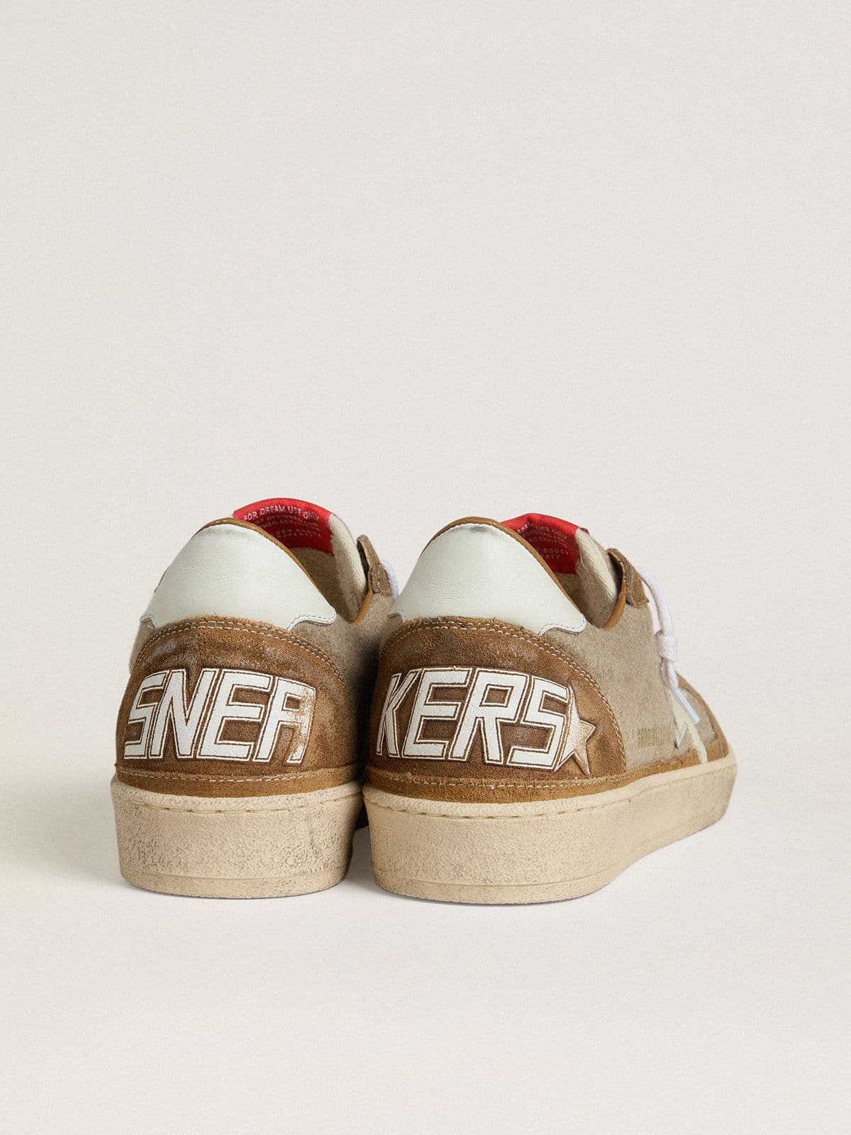 Golden Goose - Men's Ball Star in wool with cream leather star and brown waxed leather inserts in 