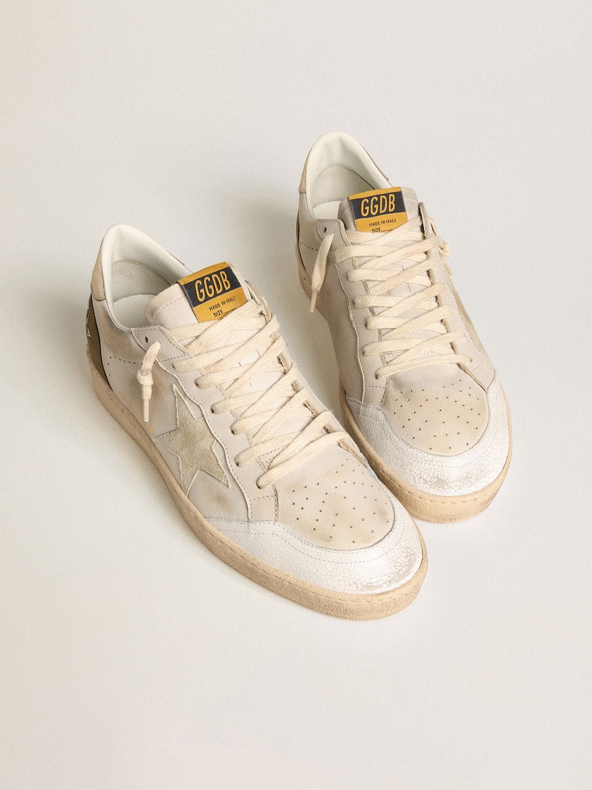 限定版 Ball Star メンズ ベージュのスエードの星＆ラミネートレザー