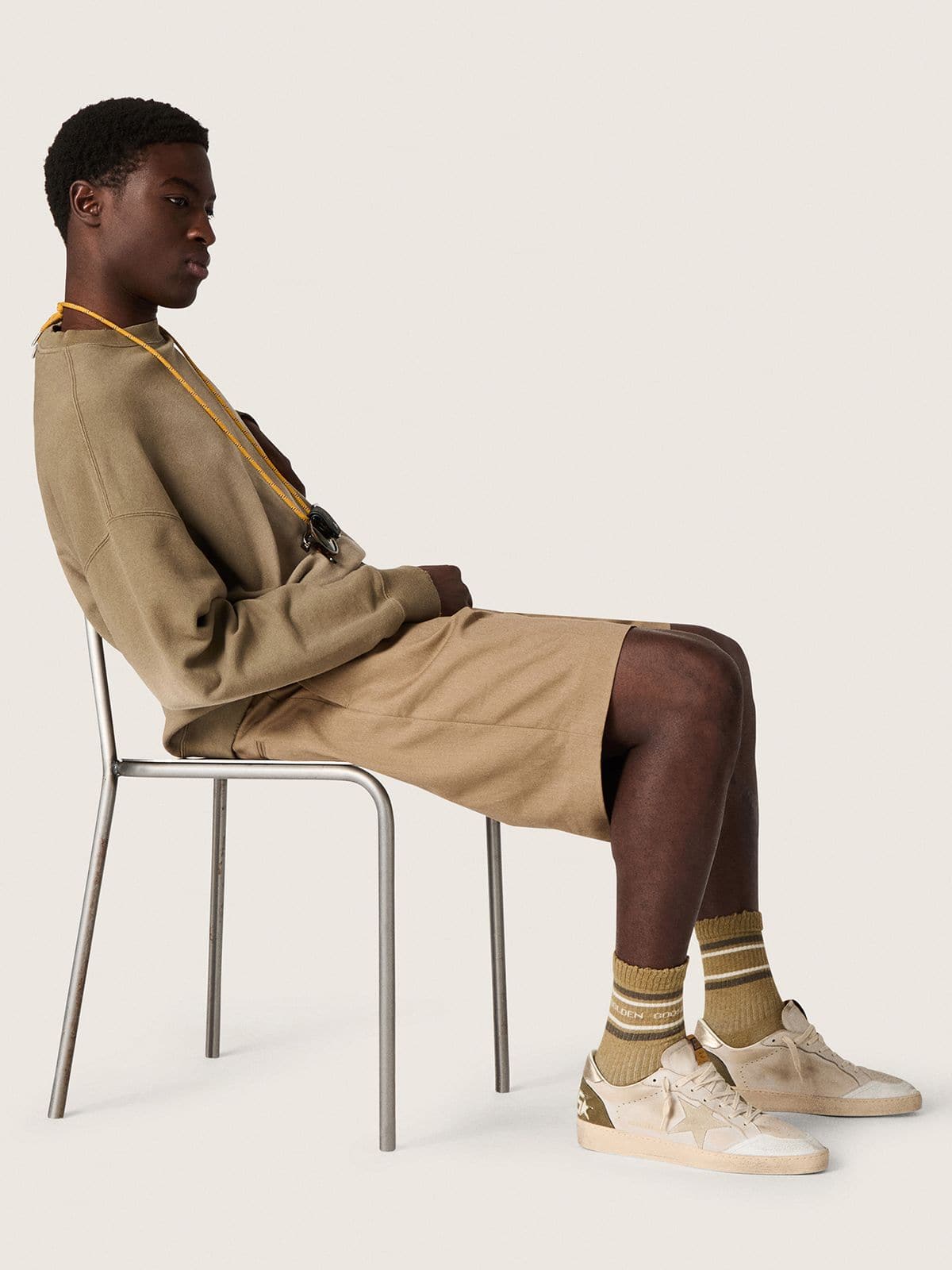 Golden Goose - Men's Ball Star LTD with beige suede star and platinum laminated leather heel tab in 