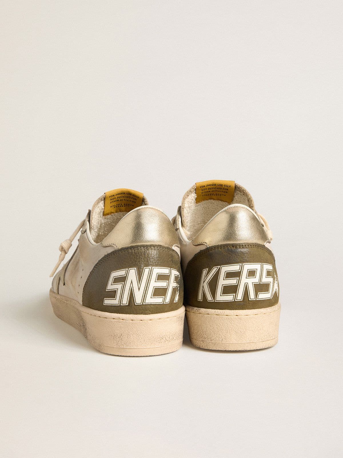 Golden Goose - Men's Ball Star LTD with beige suede star and platinum laminated leather heel tab in 