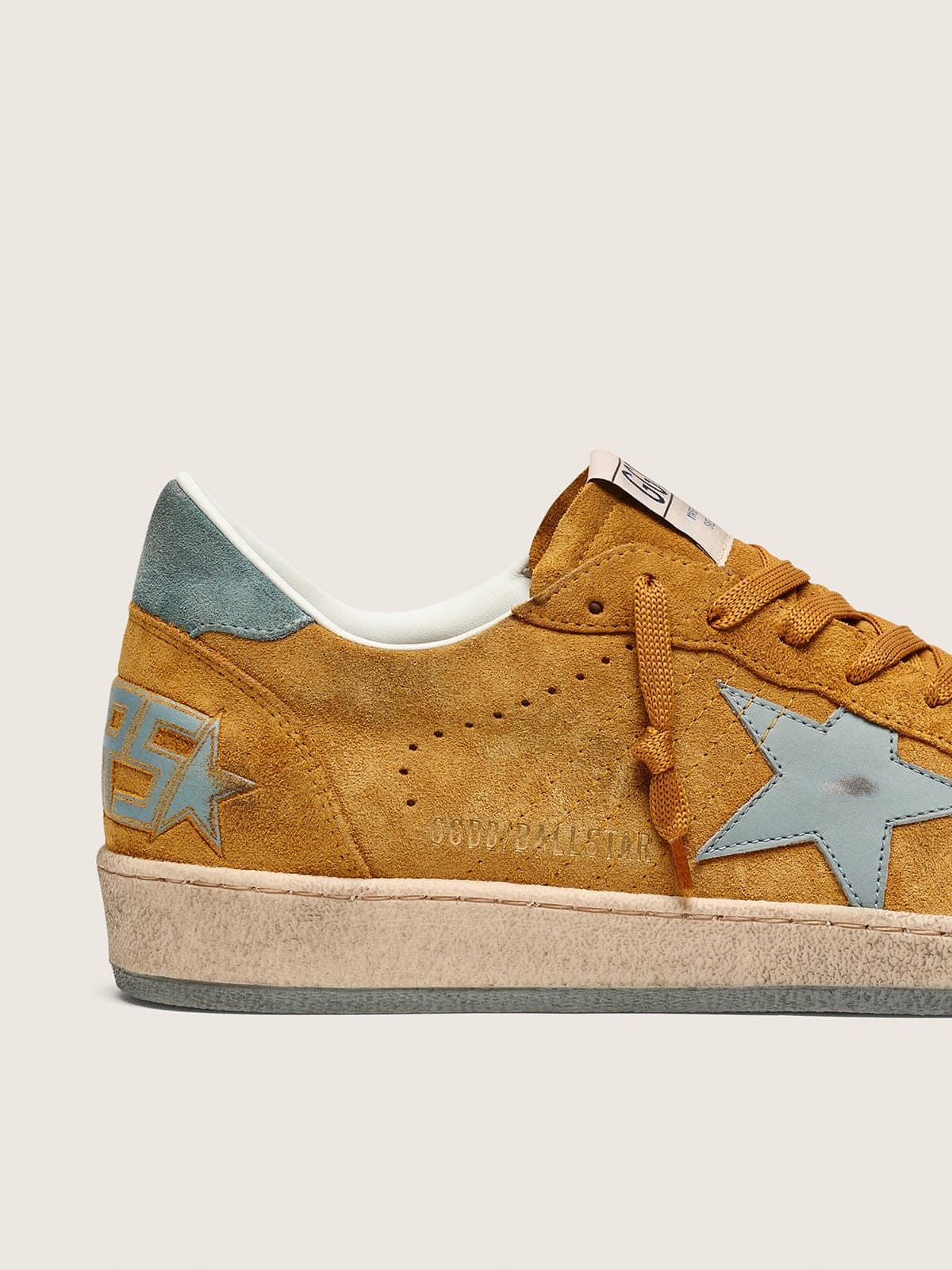 Golden Goose - Men's Ball Star in ocher suede with leather star and light blue suede heel tab in 