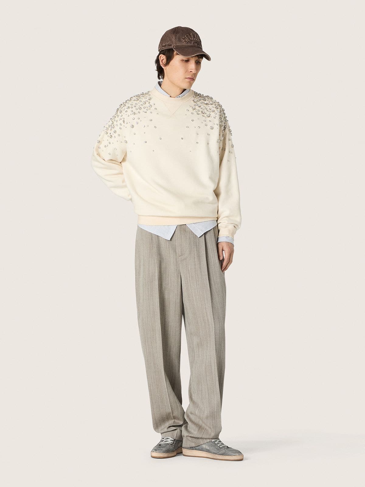 Golden Goose - Ball Star LTD Herren aus grauem Denim mit schwarzem Stern in 
