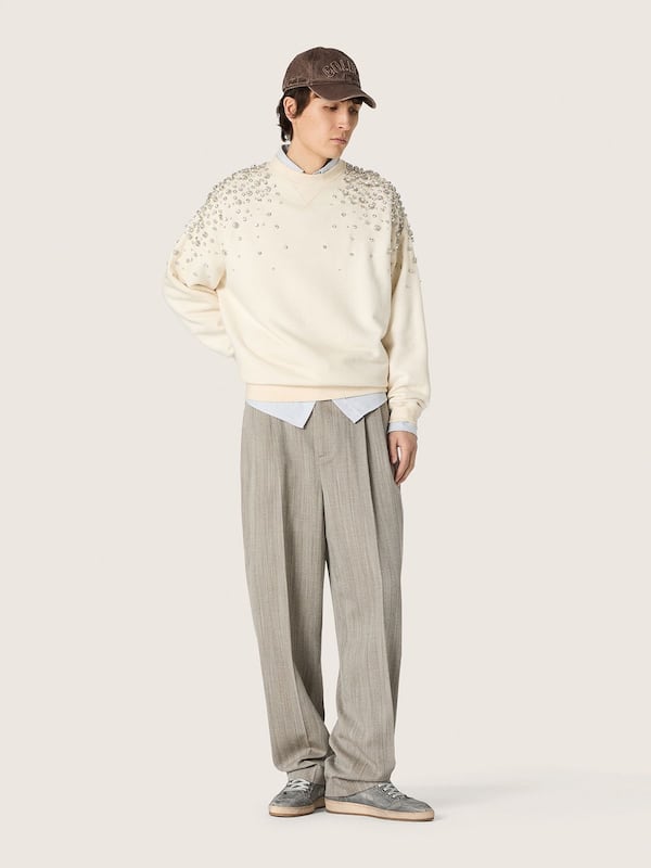 Golden Goose - Men's Ball Star LTD in gray denim with black leather star in 