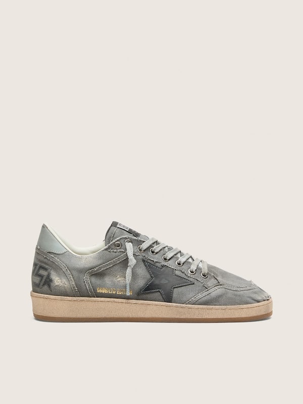 Golden Goose - Men's Ball Star LTD in gray denim with black leather star in 