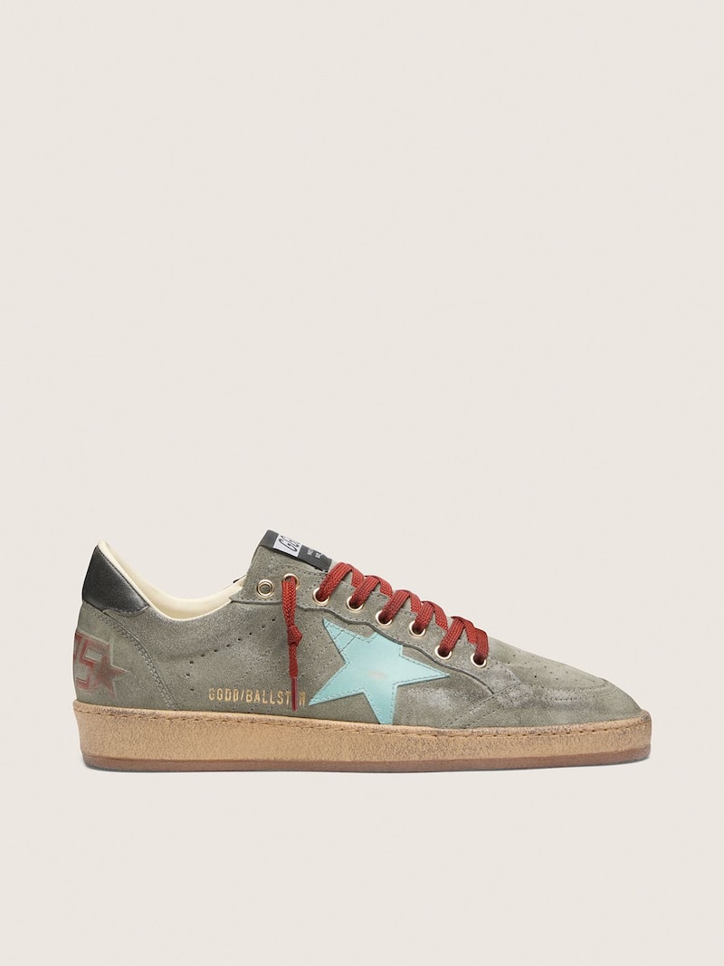 Men&rsquo;s Ball Star in green suede with aqua-green star