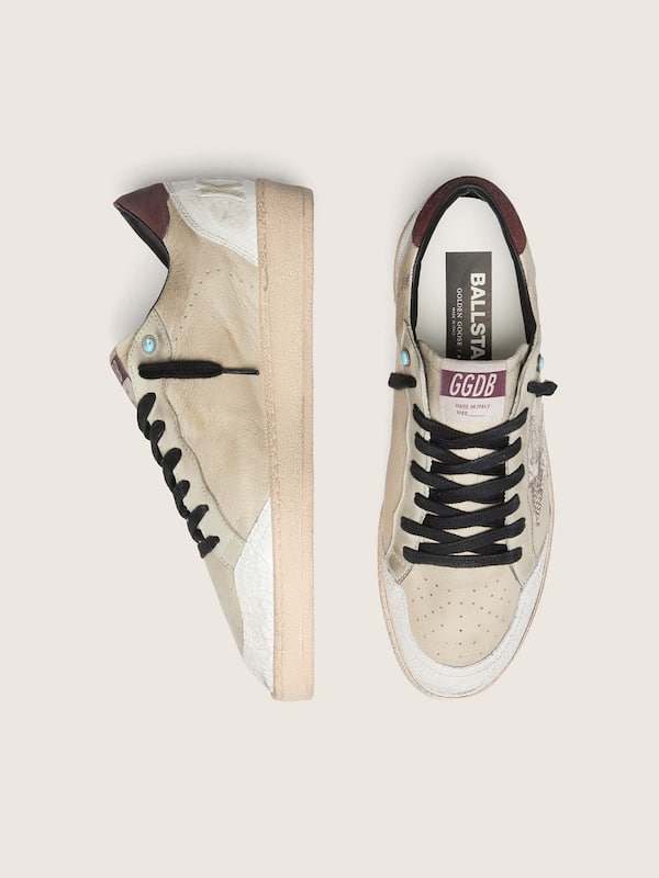 Men&rsquo;s Ball Star LTD in cream leather with snake-print star
