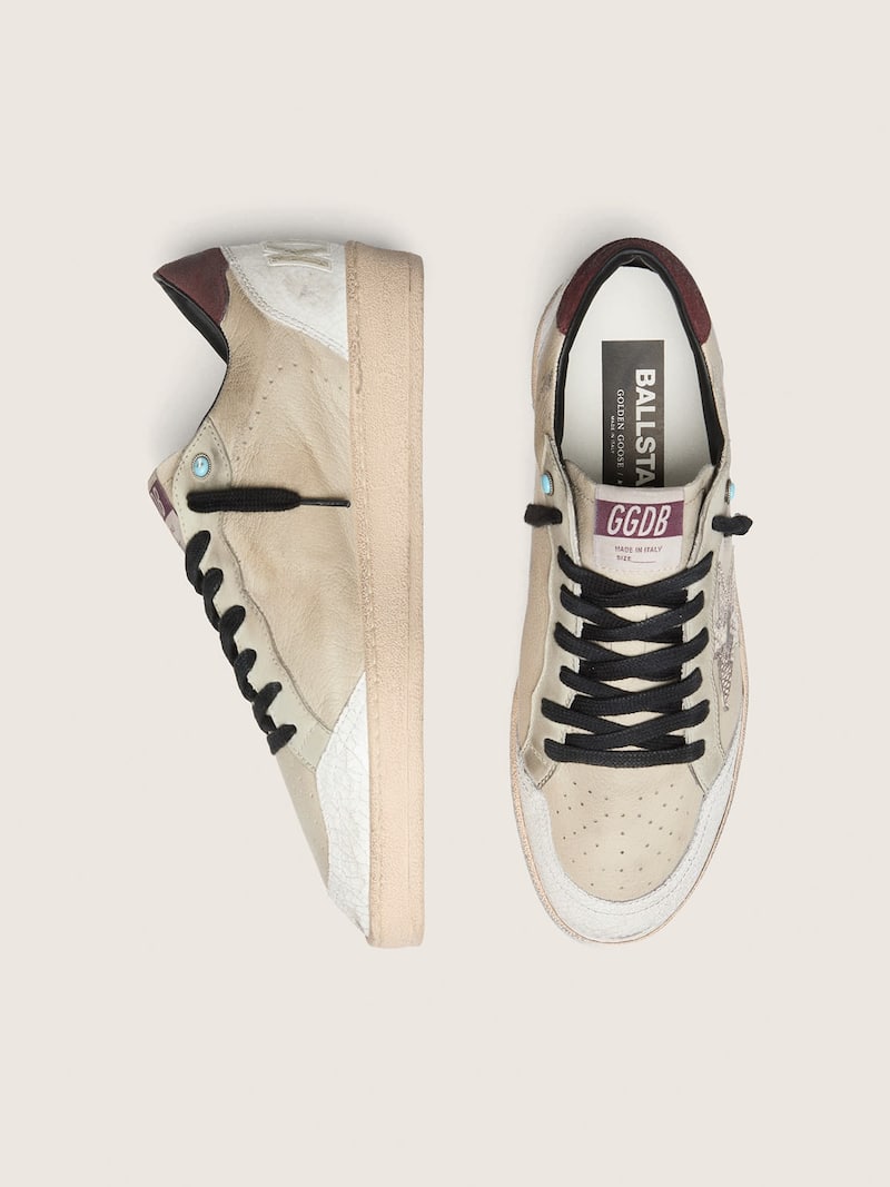 Golden Goose - Ball Star LTD homme en cuir cr&egrave;me avec &eacute;toile python in 