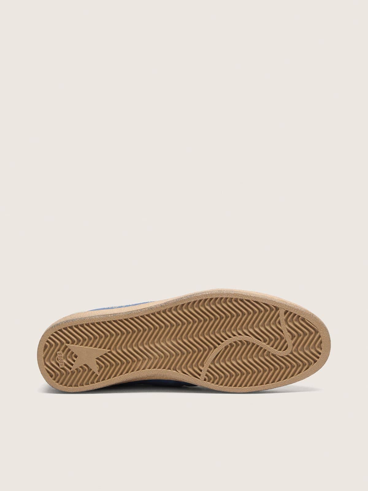 Golden Goose - Men&rsquo;s Ball Star in denim-blue nylon with light gray suede inserts and metallic silver leather star in 