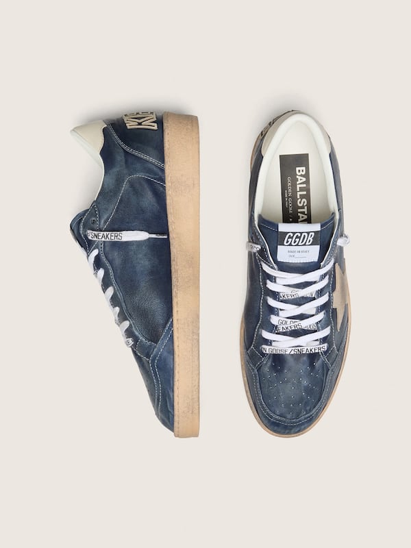 Men&rsquo;s Ball Star LTD in dark blue leather with beige suede star