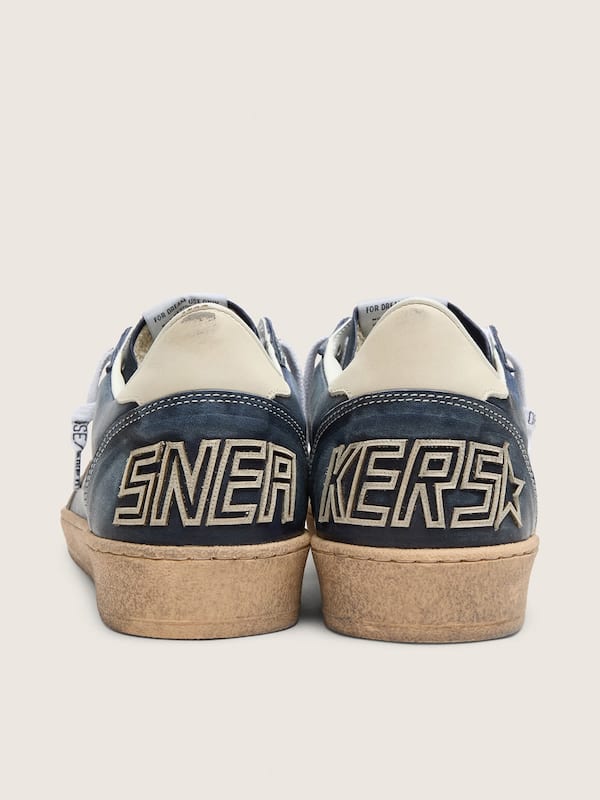 Golden Goose - Ball Star LTD uomo in pelle blu scuro con stella in suede beige in 