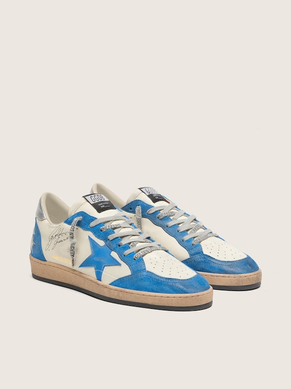 Ball Star LTD uomo in pelle bianca con stella in pelle azzurra