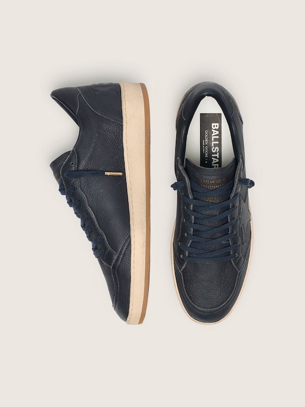 Men's Ball Star in navy-blue leather with tone-on-tone leather star