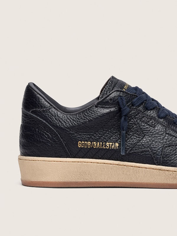 Men's Ball Star in navy-blue leather with tone-on-tone leather star