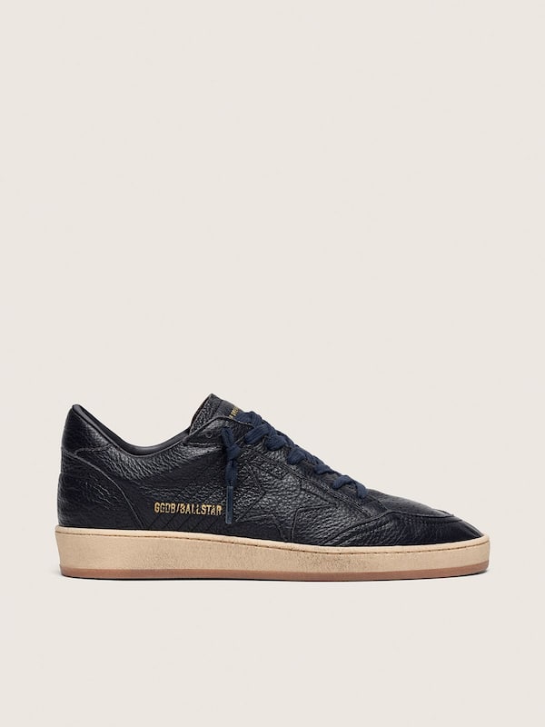 Golden Goose - Men's Ball Star in navy-blue leather with tone-on-tone leather star in 