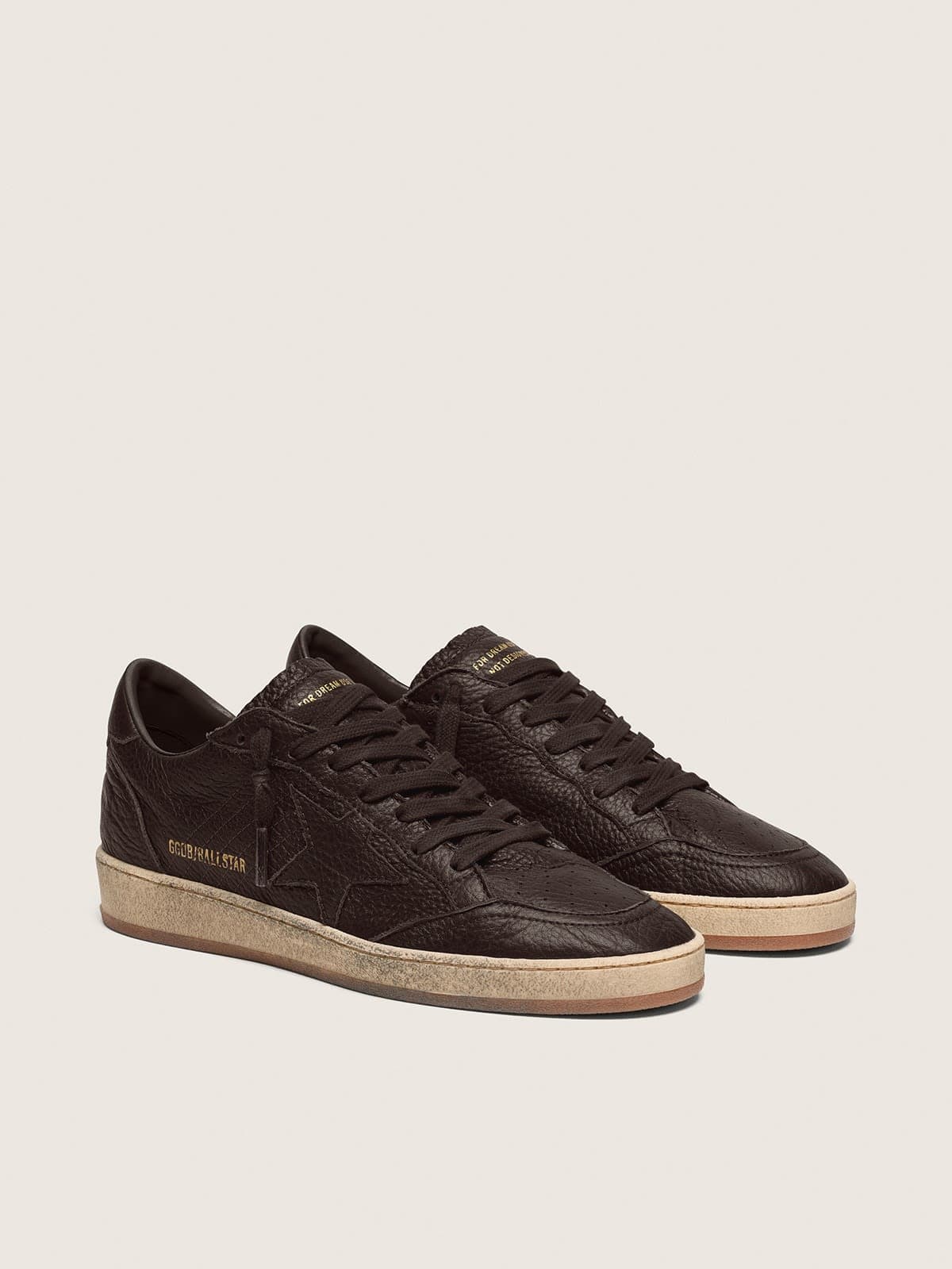 Men's Ball Star in dark brown leather with tone-on-tone leather star