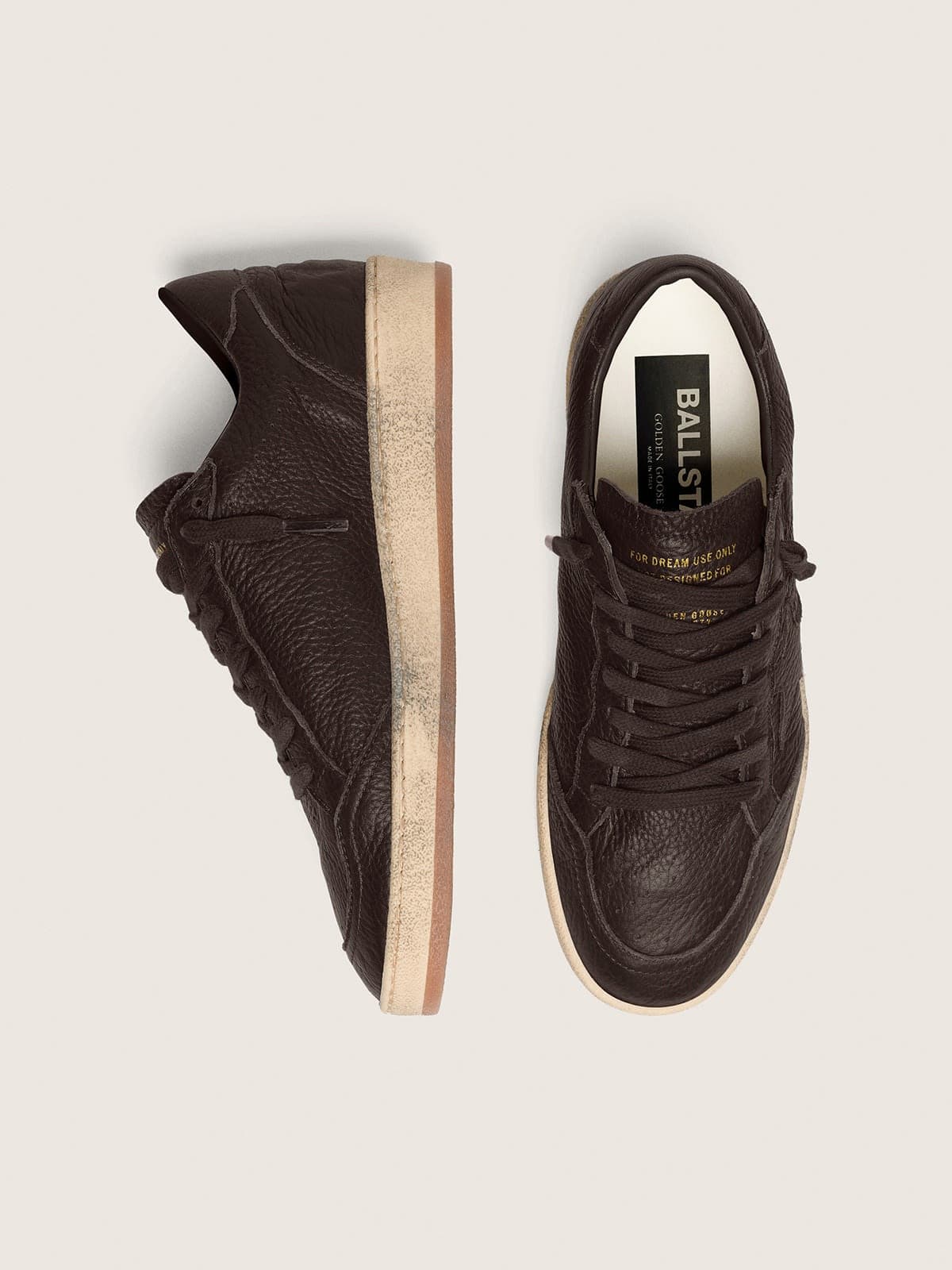 Golden Goose - Men's Ball Star in dark brown leather with tone-on-tone leather star in 