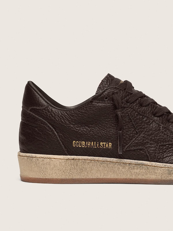 Men's Ball Star in dark brown leather with tone-on-tone leather star