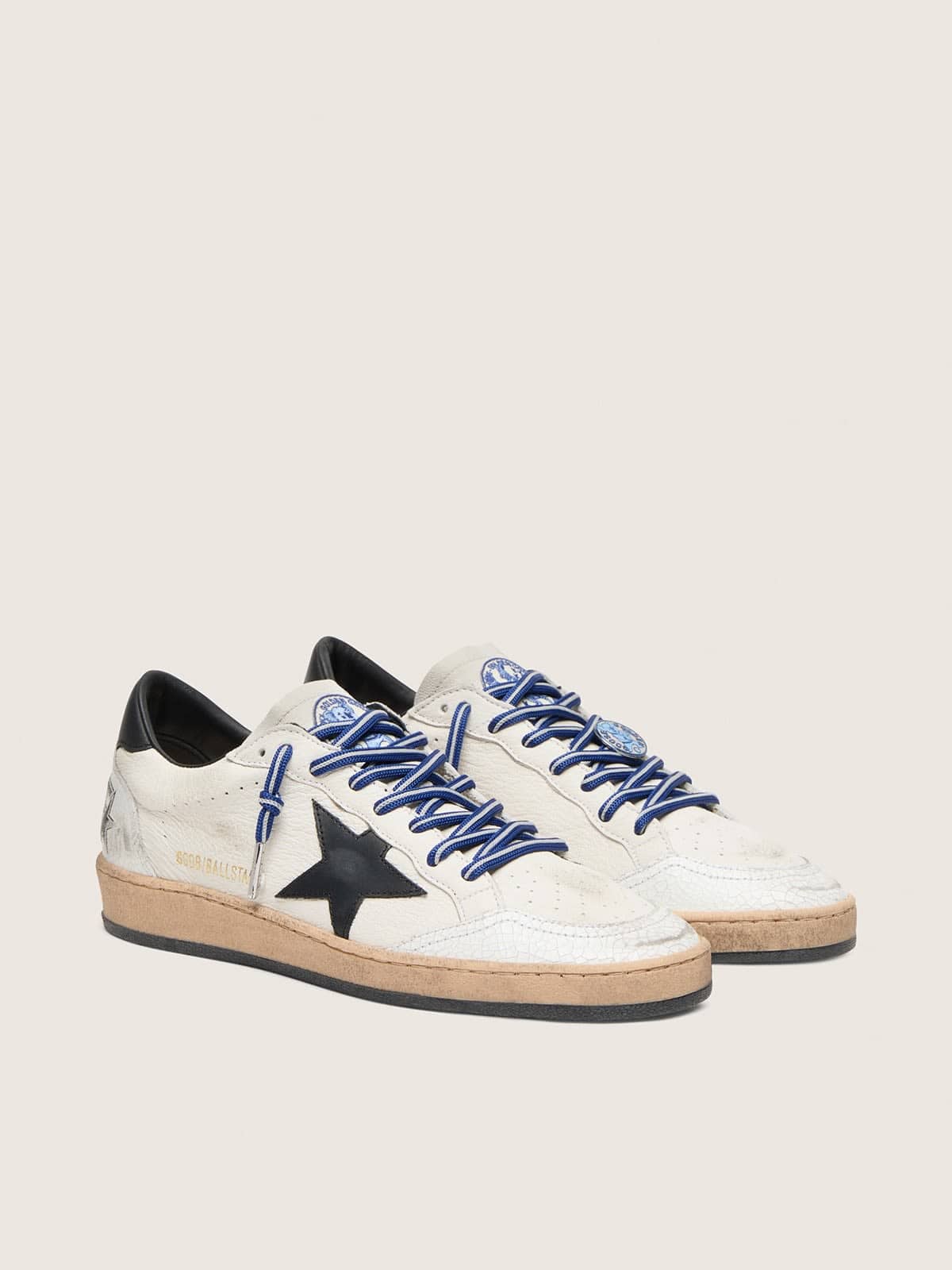 Men's tennis-inspired Ball Star LTD in white nappa leather with black leather star and heel tab