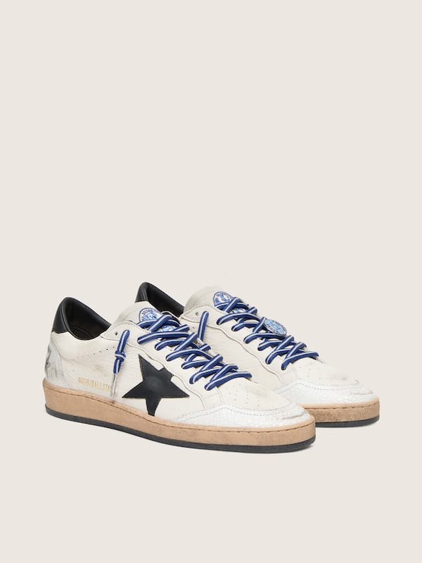 Men's tennis-inspired Ball Star LTD in white nappa leather with black leather star and heel tab