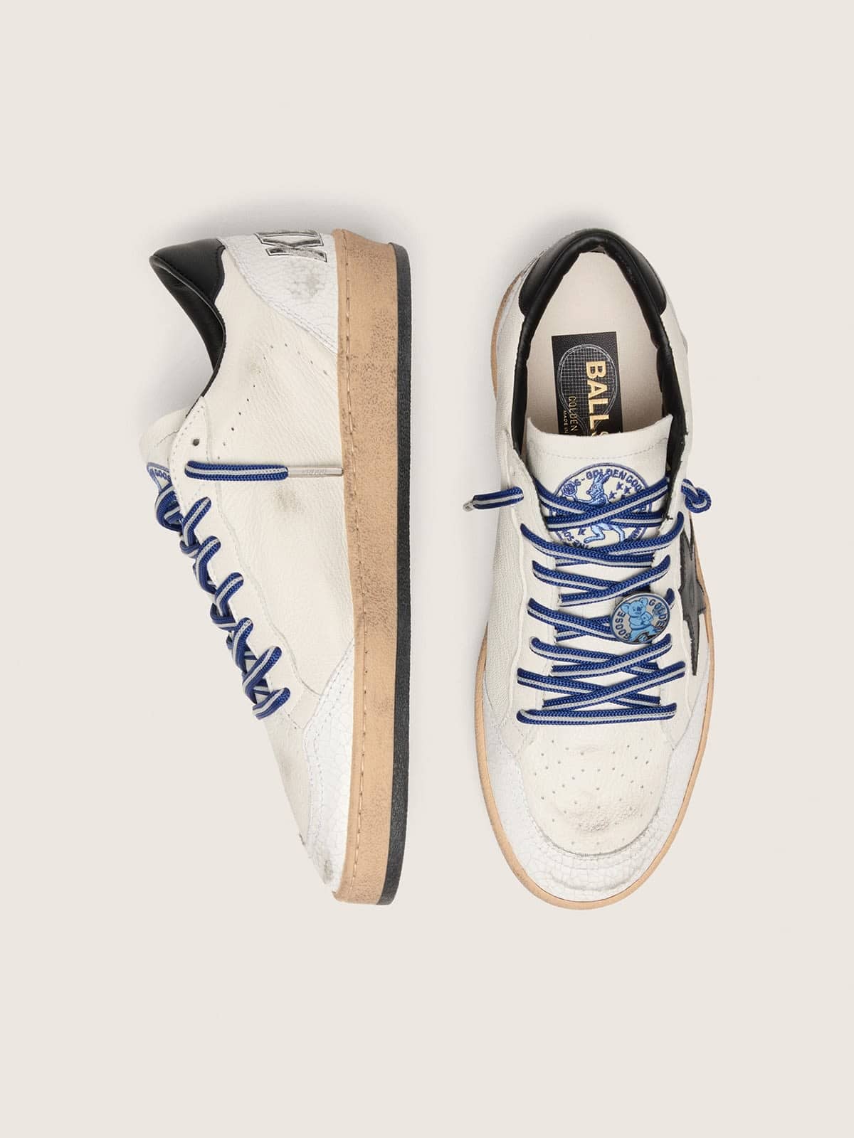 Golden Goose - Ball Star LTD de hombre inspiradas en el tenis de napa blanca con estrella y refuerzo del tal&oacute;n de piel negros in 