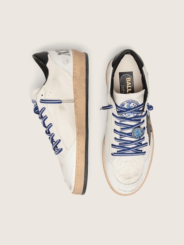 Men's tennis-inspired Ball Star LTD in white nappa leather with black leather star and heel tab