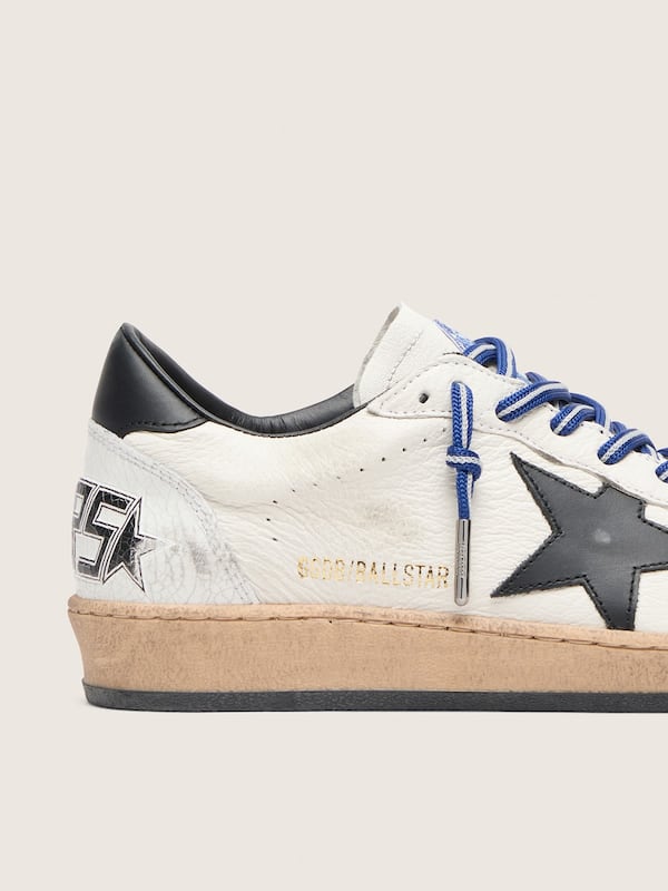 Golden Goose - Men's tennis-inspired Ball Star LTD in white nappa leather with black leather star and heel tab in 