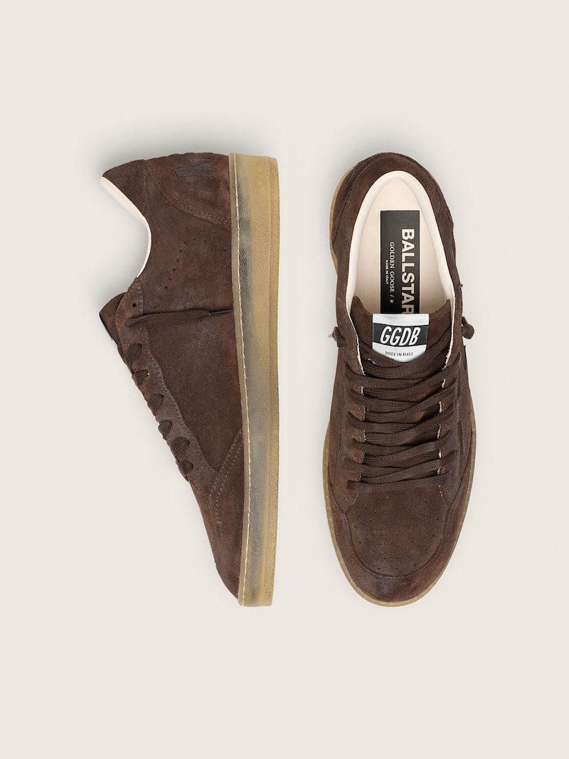 Golden Goose - Ball Star Herren aus braunem Rauleder mit Ton in Ton gehaltenem Stern in 