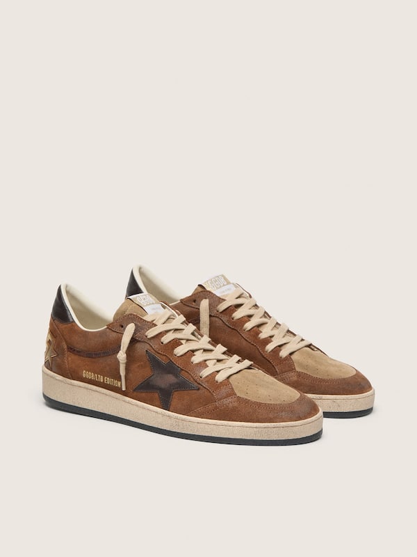 Golden Goose Men&rsquo;s Ball Star LTD in brown suede with ebony star Ball Star brown man