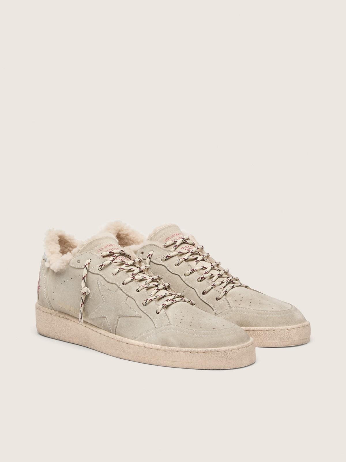 Golden Goose Men&rsquo;s Ball Star in beige suede with tone-on-tone star Ball Star beige man