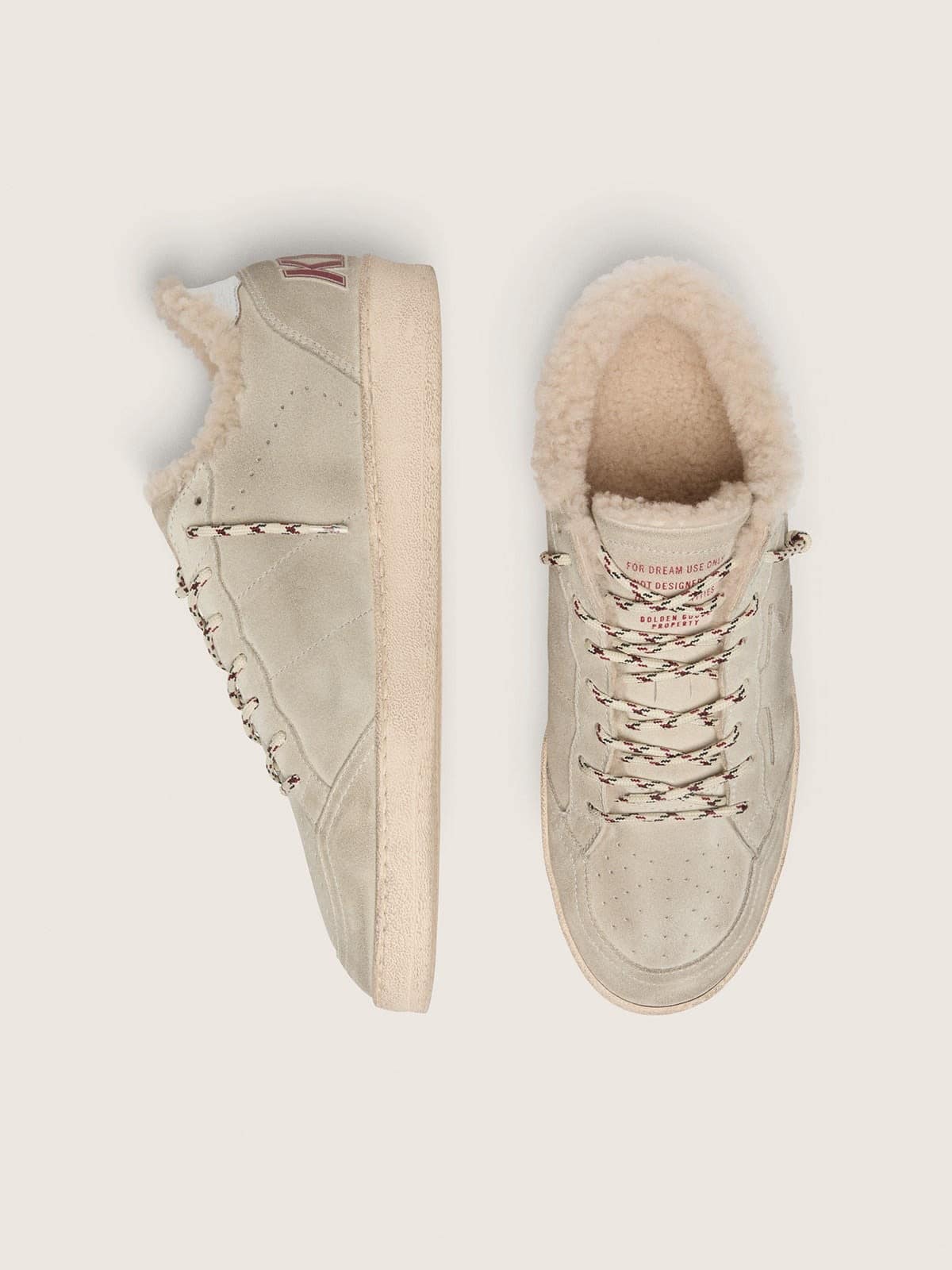 Golden Goose Men&rsquo;s Ball Star in beige suede with tone-on-tone star Ball Star beige man