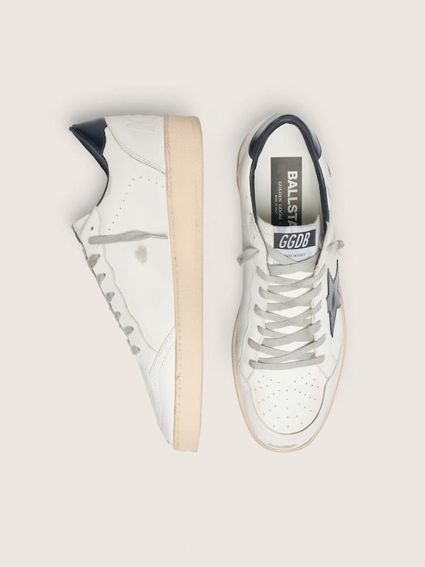 Men&rsquo;s Ball Star in white leather with dark blue star