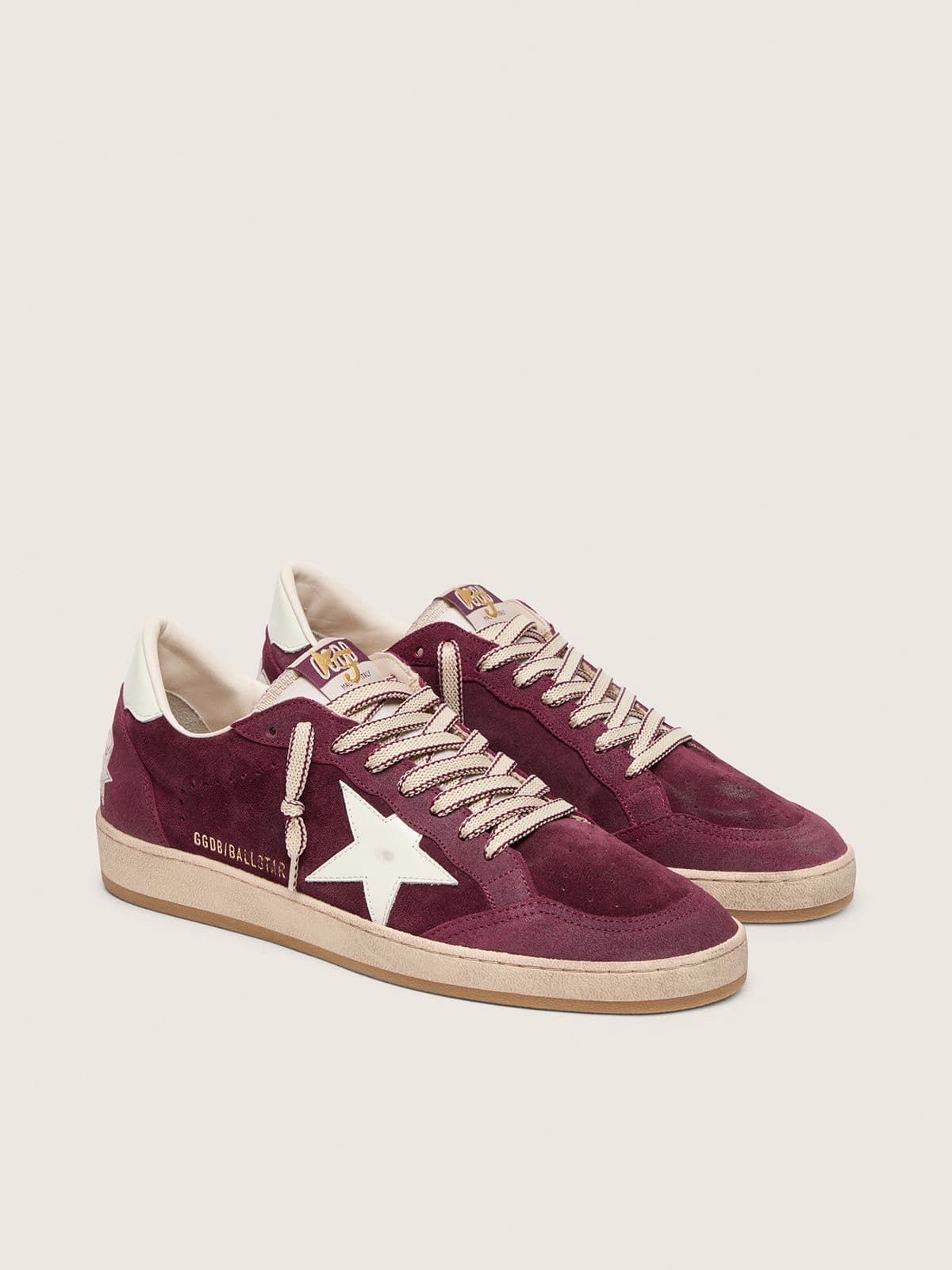 Golden Goose | FiveFourFive Ball Star f&uuml;r Herren in Bordeaux mit cremefarbenem Stern