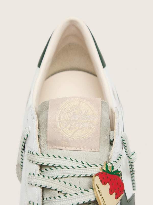 Men&rsquo;s Ball Star LTD in white leather with green star and Skins