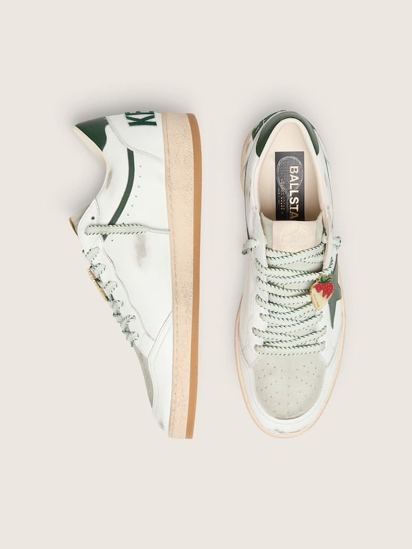 Golden Goose - Men&rsquo;s Ball Star LTD in white leather with green star and Skins in 