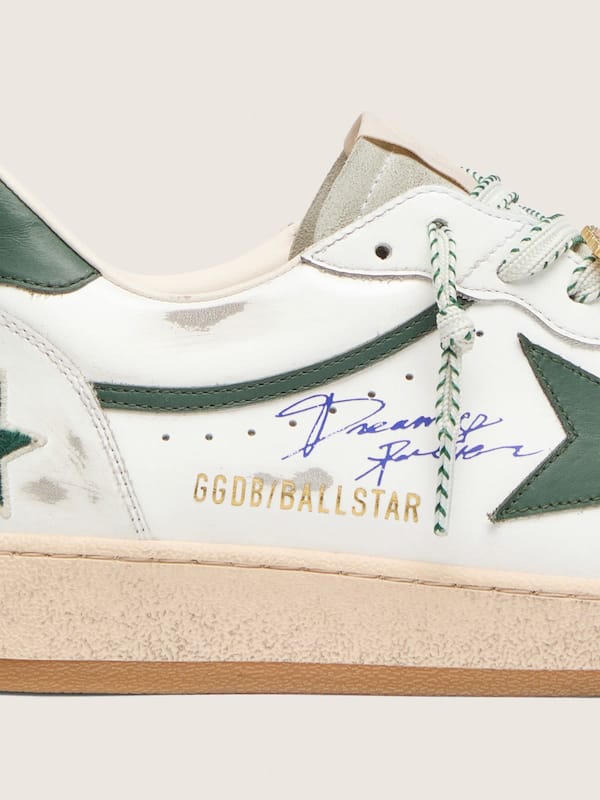 Golden Goose - Men&rsquo;s Ball Star LTD in white leather with green star and Skins in 