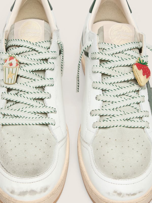 Golden Goose - Men&rsquo;s Ball Star LTD in white leather with green star and Skins in 
