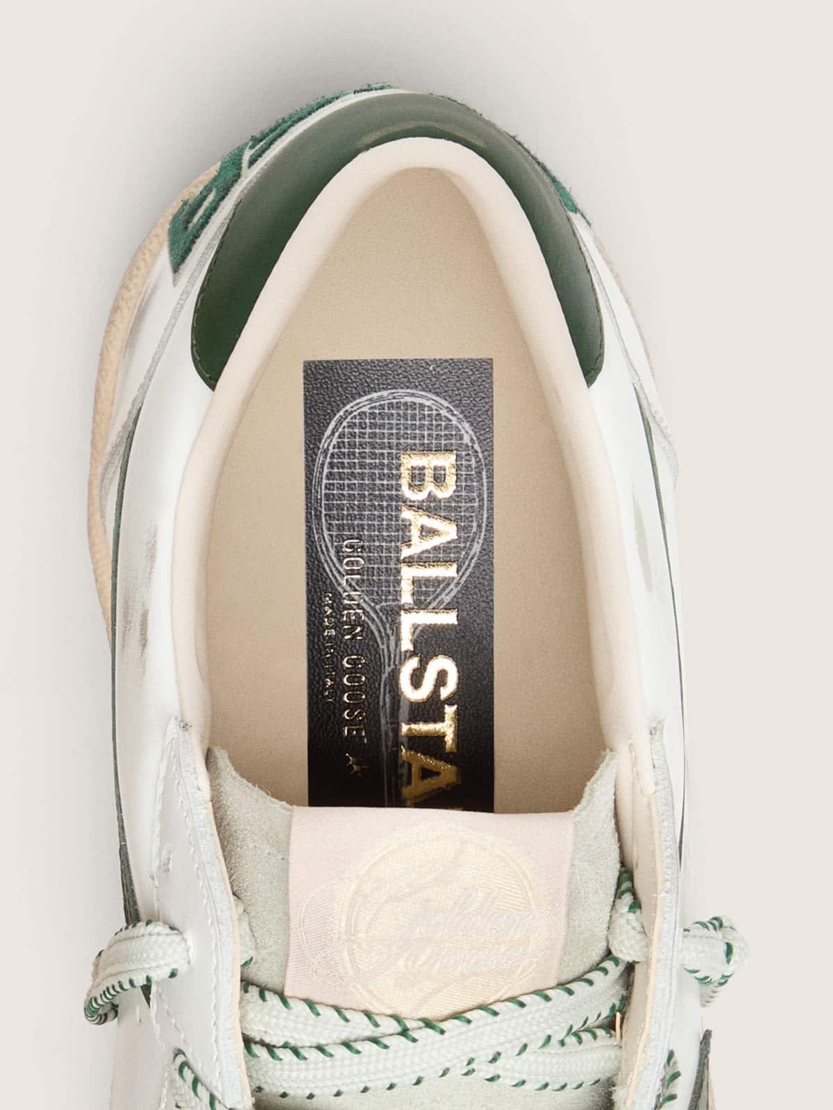 Golden Goose - Ball Star LTD masculino de couro branco com estrela verde e Skins aplicado in 