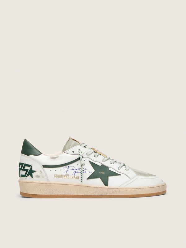 Golden Goose - Men&rsquo;s Ball Star LTD in white leather with green star and Skins in 